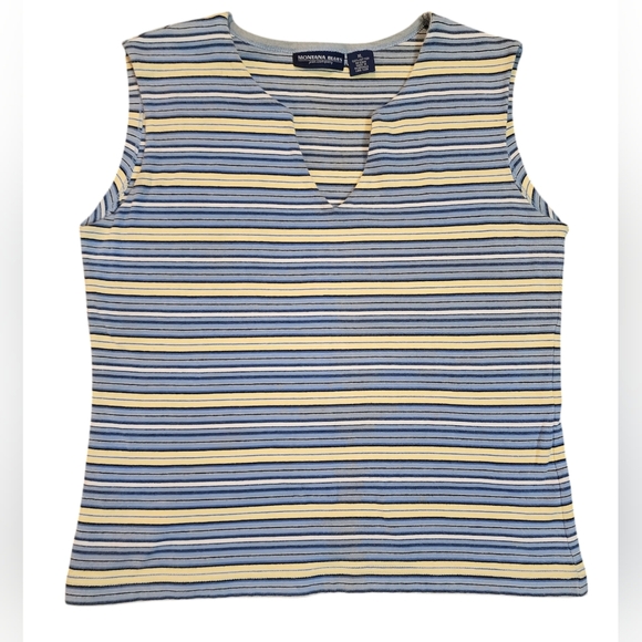 Vintage Montana Blue Jeans Company Womens XL Striped Sleeveless V-Neck - Picture 2 of 11